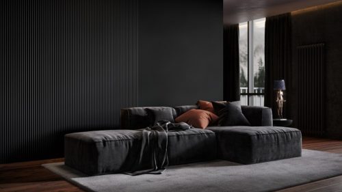LATT WAVE matte black MDF ламперия 21.3х277см
