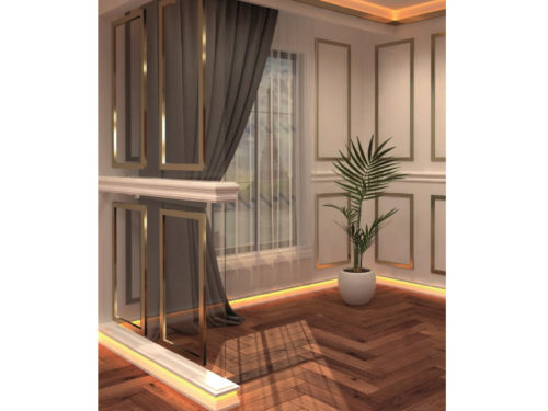 Перваз за скрито осветление ASL-04 с LED лента — полимерна подова лайсна