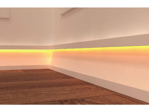 Перваз за скрито осветление ASL-04 с LED лента — полимерна подова лайсна